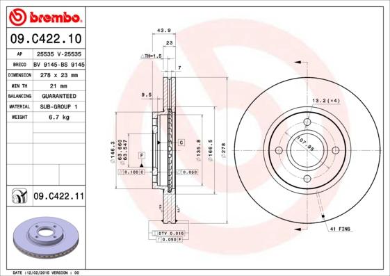 Brembo 09.C422.11 - Disc frana aaoparts.ro