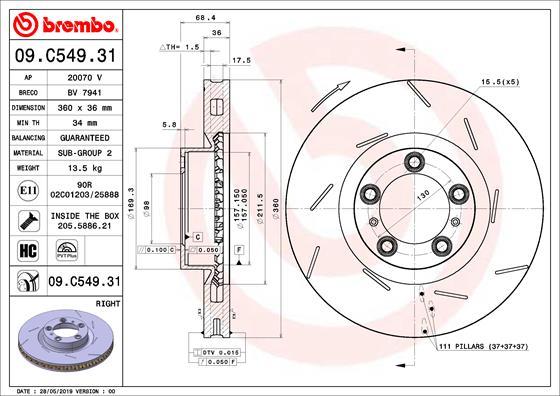 Brembo 09.C549.31 - Disc frana aaoparts.ro