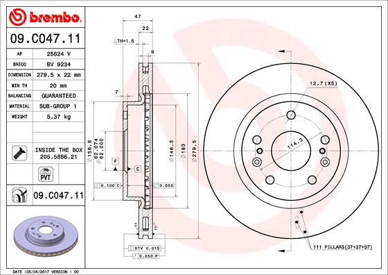 Brembo 09.C047.11 - Disc frana aaoparts.ro