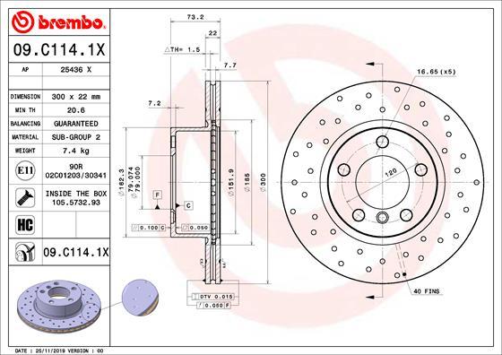 Brembo 09.C114.1X - Disc frana aaoparts.ro