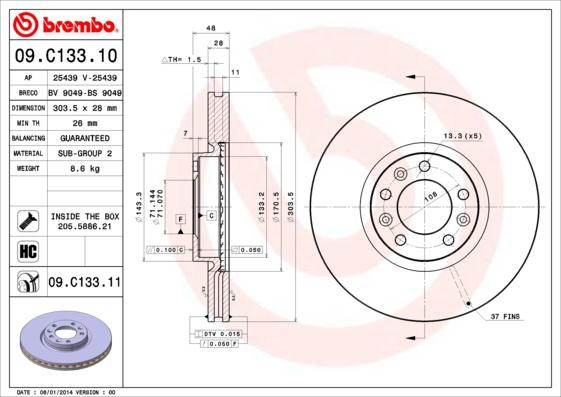 Brembo 09.C133.11 - Disc frana aaoparts.ro