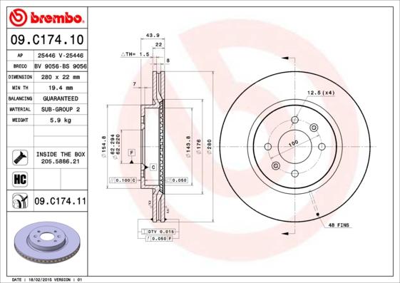 Brembo 09.C174.11 - Disc frana aaoparts.ro