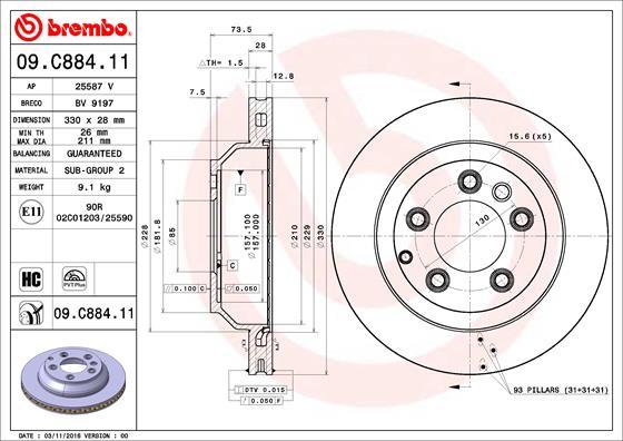 Brembo 09.C884.11 - Disc frana aaoparts.ro