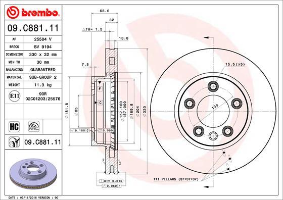 Brembo 09.C881.11 - Disc frana aaoparts.ro