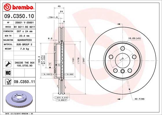 Brembo 09.C350.11 - Disc frana aaoparts.ro