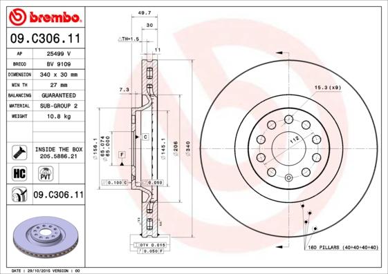 Brembo 09.C306.11 - Disc frana aaoparts.ro