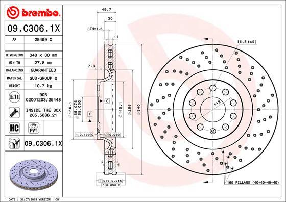 Brembo 09.C306.1X - Disc frana aaoparts.ro