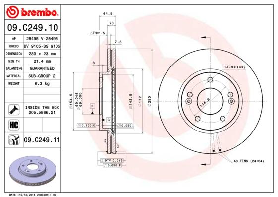 Brembo 09.C249.11 - Disc frana aaoparts.ro