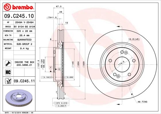 Brembo 09.C245.11 - Disc frana aaoparts.ro