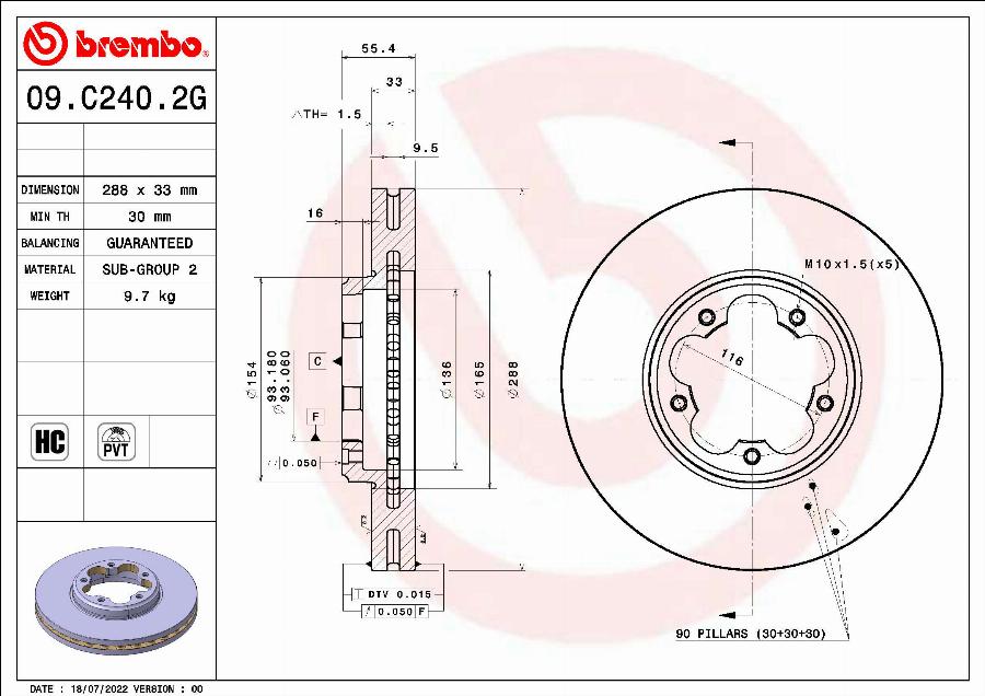 Brembo 09.C240.2G - Disc frana aaoparts.ro