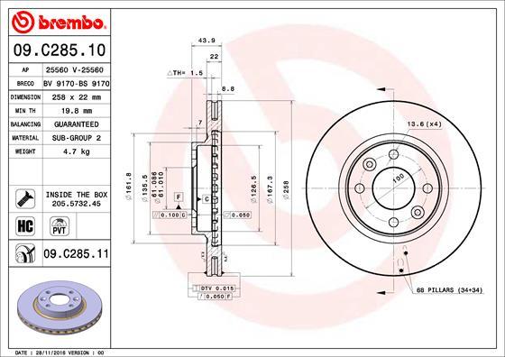 Brembo 09.C285.11 - Disc frana aaoparts.ro