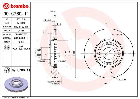 Brembo 09.C760.11 - Disc frana aaoparts.ro