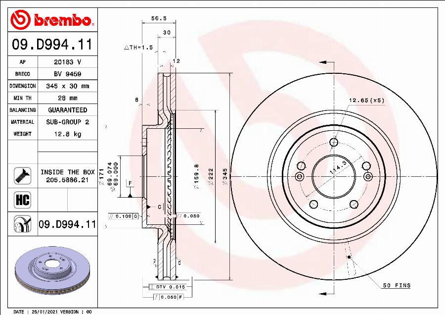 Brembo 09.D994.11 - Disc frana aaoparts.ro