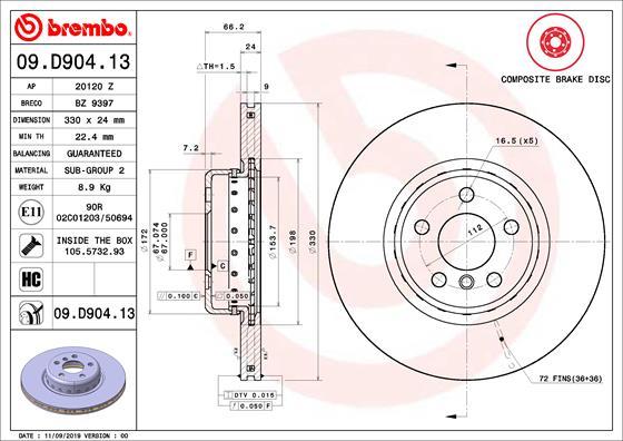 Brembo 09.D904.13 - Disc frana aaoparts.ro