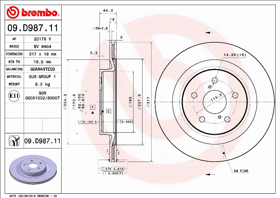 Brembo 09.D987.11 - Disc frana aaoparts.ro