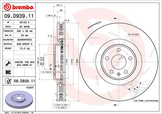 Brembo 09.D939.11 - Disc frana aaoparts.ro