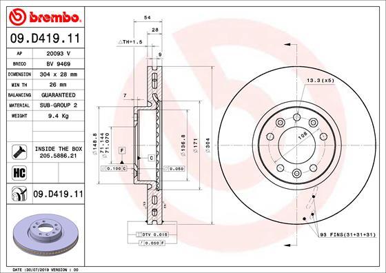 Brembo 09.D419.11 - Disc frana aaoparts.ro