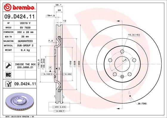 Brembo 09.D424.11 - Disc frana aaoparts.ro