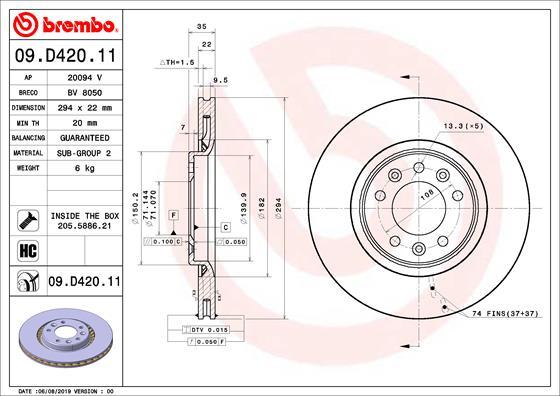 Brembo 09.D420.11 - Disc frana aaoparts.ro