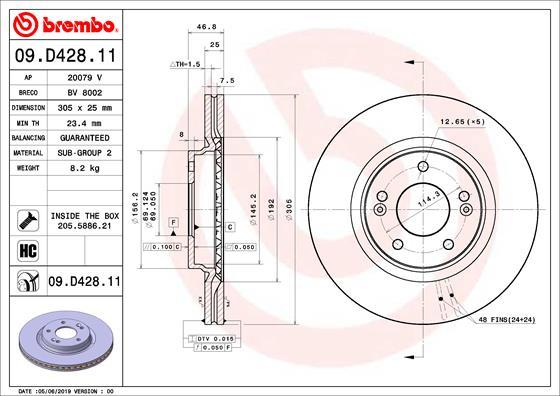 Brembo 09.D428.11 - Disc frana aaoparts.ro