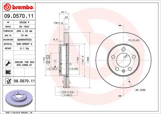 Brembo 09.D570.11 - Disc frana aaoparts.ro