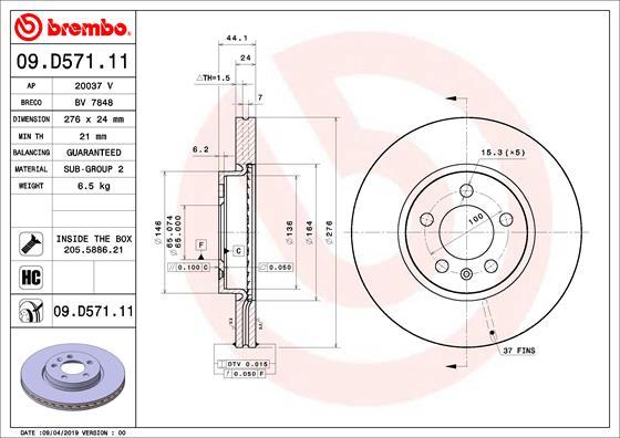 Brembo 09.D571.11 - Disc frana aaoparts.ro