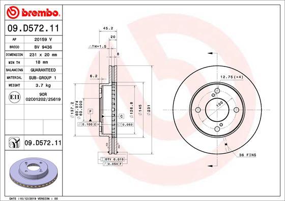 Brembo 09.D572.11 - Disc frana aaoparts.ro