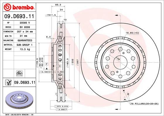 Brembo 09.D693.11 - Disc frana aaoparts.ro