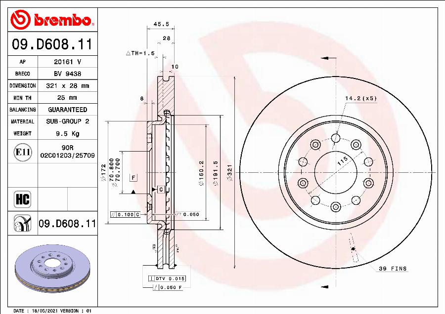 Brembo 09.D608.11 - Disc frana aaoparts.ro