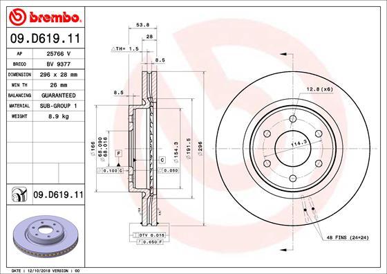 Brembo 09.D619.11 - Disc frana aaoparts.ro