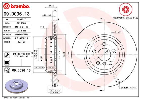 Brembo 09.D096.13 - Disc frana aaoparts.ro