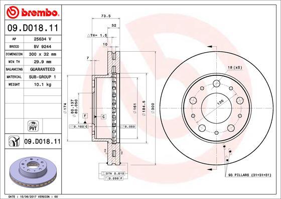 Brembo 09.D018.11 - Disc frana aaoparts.ro