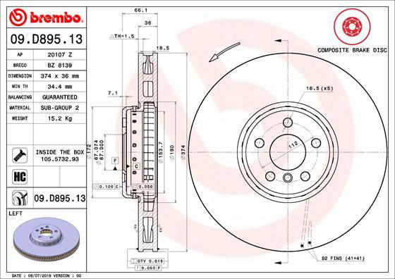 Brembo 09.D895.13 - Disc frana aaoparts.ro