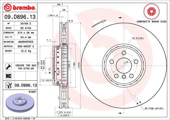 Brembo 09.D896.13 - Disc frana aaoparts.ro