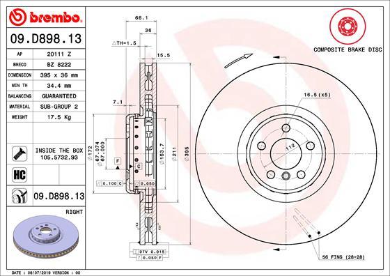 Brembo 09.D898.13 - Disc frana aaoparts.ro