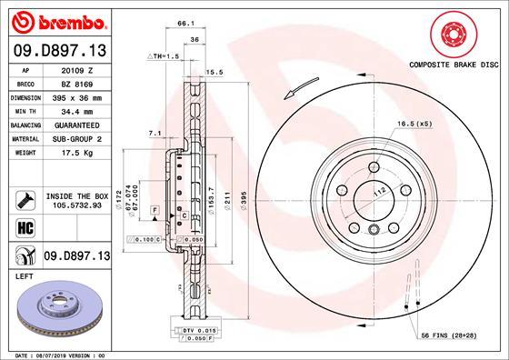 Brembo 09.D897.13 - Disc frana aaoparts.ro