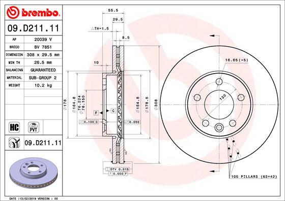 Brembo 09.D211.11 - Disc frana aaoparts.ro