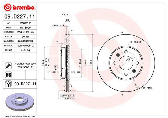 Brembo 09.D227.11 - Disc frana aaoparts.ro