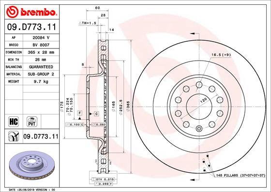 Brembo 09.D773.11 - Disc frana aaoparts.ro