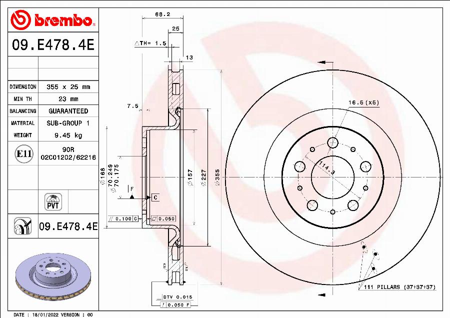 Brembo 09.E478.4E - Disc frana aaoparts.ro
