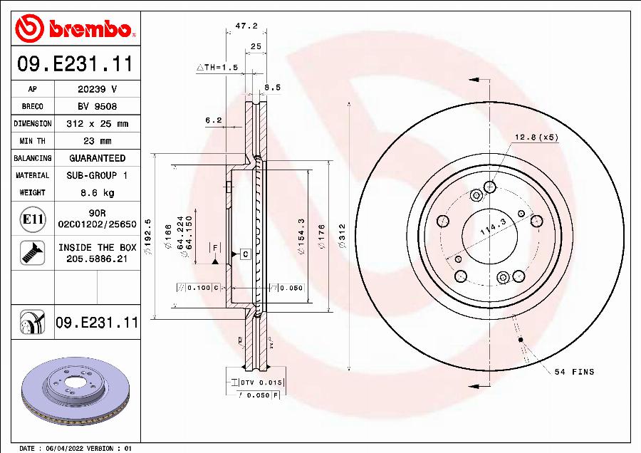 Brembo 09.E231.11 - Disc frana aaoparts.ro