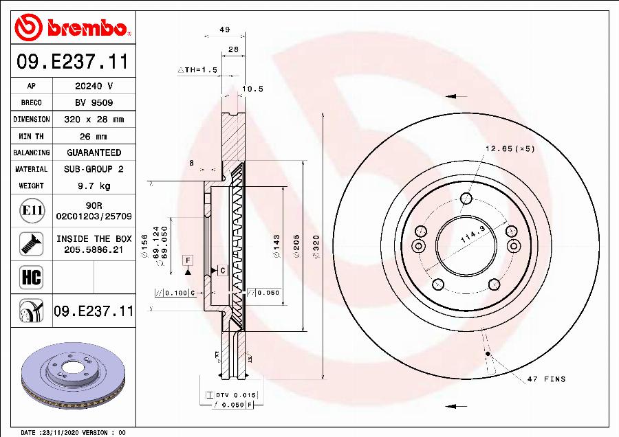 Brembo 09.E237.11 - Disc frana aaoparts.ro