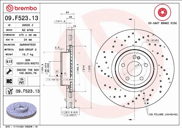 Brembo 09.F523.13 - Disc frana aaoparts.ro