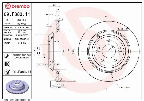 Brembo 09.F383.11 - Disc frana aaoparts.ro