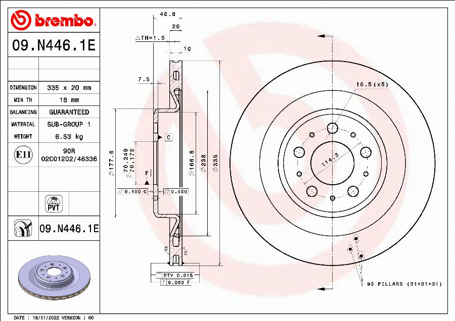Brembo 09.N446.1E - Disc frana aaoparts.ro