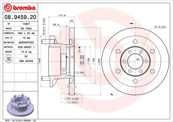 Brembo 08.9459.20 - Disc frana aaoparts.ro