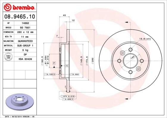 Brembo 08.9465.10 - Disc frana aaoparts.ro