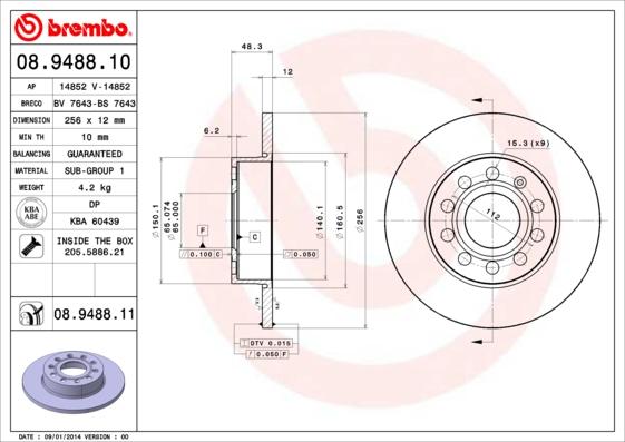 Brembo 08.9488.11 - Disc frana aaoparts.ro