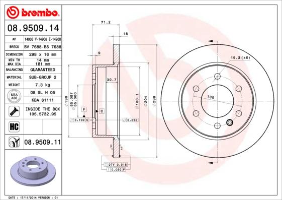 Brembo 08.9509.11 - Disc frana aaoparts.ro