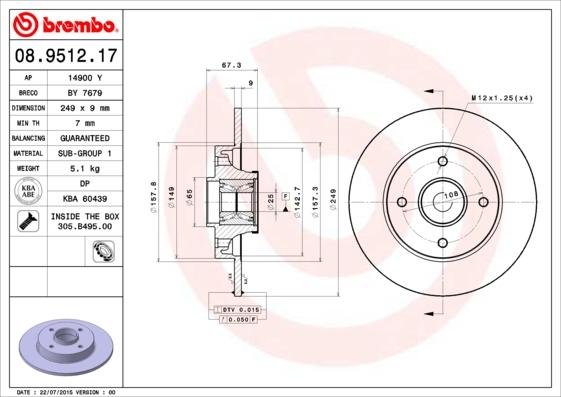 Brembo 08.9512.17 - Disc frana aaoparts.ro